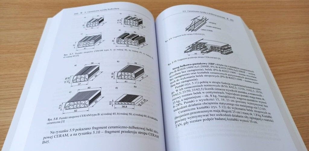 Otwarta publikacja techniczna z rysunkami konstrukcji budowlanych.
