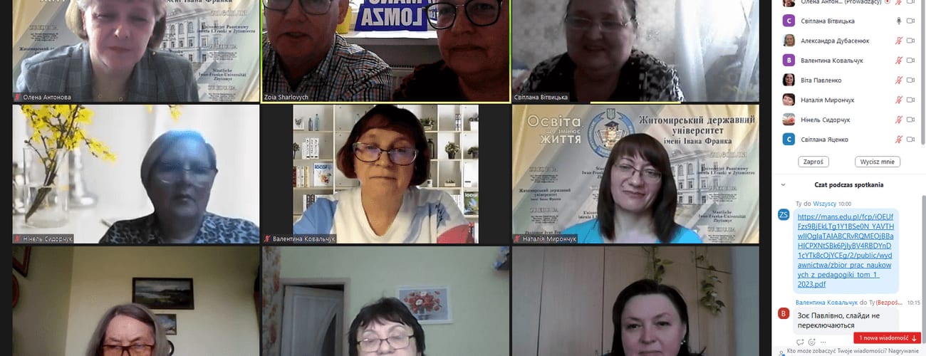Zrzut spotkania online z uczestnikami cyklu „Spotkania z profesorem”.